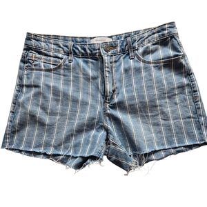 Bethenny Frankel Skinnygirl Railroad Striped Raw Hem Jean Shorts Girlfriend 27